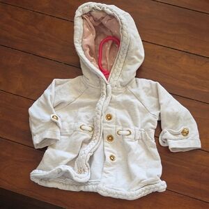 Cozy Hooded Baby Jacket with Gold Buttons